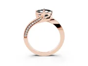 Fancy Black Asscher Cut Diamond Solitaire Ring Set in Rose gold with Intertwined Pavé Twist Band