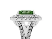 Emerald Cut Halo Engagement Ring Setting for a Fancy Green Lab-Grown Diamond | Sterling Silver - Design NV-24796
