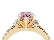 Marquise Side Stone Pave Engagement Ring Setting for a Fancy Pink Lab-Grown Diamond | Paired Round Accents | Yellow Gold
