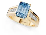 Emerald Cut Channel-Set Engagement Ring Setting for a Fancy Blue Lab-Grown Diamond | Yellow Gold