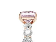 Princess Cut Side Stone Engagement Ring Setting for a Fancy Pink Lab-Grown Diamond | Scalloped Prong Accents | Rose Gold