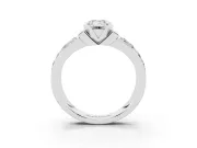 Emerald Cut Half Bezel Engagement Ring Setting | Double Row Channel Band | Platinum