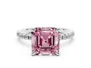 Asscher Cut Engagement Ring Setting for a Fancy Pink Lab-Grown Diamond | Sterling Silver - Design NV-24579