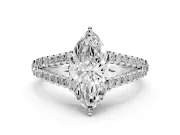 Marquise Graduated Pave Split Shank Engagement Ring Setting | V Split Shoulders | Platinum