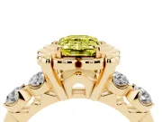 Emerald Cut Floral Engagement Ring Setting for a Fancy Yellow Lab-Grown Diamond | Petal Frame | Yellow Gold