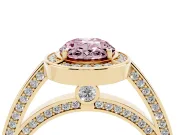 Oval Sectioned Halo Engagement Ring Setting for a Fancy Pink Lab-Grown Diamond | Yellow Gold