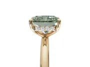 Radiant Cut Hidden Halo Ring Setting for a Fancy Green Lab-Grown Diamond | Yellow Gold