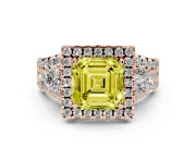 Asscher Cut Halo Split Shank Engagement Ring Setting for a Fancy Yellow Lab-Grown Diamond | Rose Gold