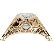 Marquise Vintage Bezel Engagement Ring Setting | Engraved Band | Yellow Gold