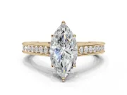 Marquise Vintage Engraved Pavé Engagement Ring Setting | Milgrain Edges | Yellow Gold