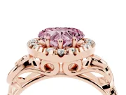 Heart-Shaped Filigree Halo Engagement Ring Setting for a Fancy Pink Lab-Grown Diamond | Rose Gold