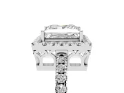Princess Cut Diamond Pavé Band Halo Engagement Ring Set in White gold with Prong Setting