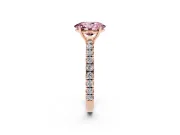 Oval Pave Engagement Ring Setting for a Fancy Pink Lab-Grown Diamond | Shared Prong Band | Rose Gold