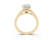Asscher Cut Diamond Solitaire Ring Set in Yellow gold with Channel-Set Band and Prong Setting