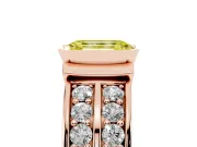 Emerald Cut Half Bezel Engagement Ring Setting for a Fancy Yellow Lab-Grown Diamond | Channel Band | Rose Gold