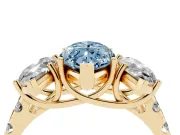 Marquise Three Stone Engagement Ring Setting for a Fancy Blue Lab-Grown Diamond | Accented Shoulders | Yellow Gold