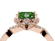 Princess Cut Milgrain Halo Engagement Ring Setting for a Fancy Green Lab-Grown Diamond | Graduated Shoulders | Rose Gold