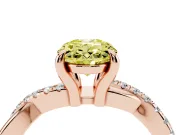 Fancy Yellow Oval Cut Diamond Twist Band Solitaire Set in Rose gold with Pavé Accents and Prong Setting