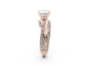 Princess Cut Diamond Solitaire Twist Band Ring Set in Rose gold with Pavé Setting and Prong Head