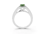 Emerald Cut Halo Engagement Ring Setting for a Fancy Green Lab-Grown Diamond | V-Split Pavé Band | White Gold
