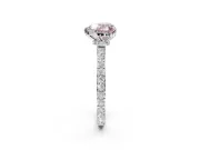 Heart-Shaped Hidden Halo Engagement Ring Setting for a Fancy Pink Lab-Grown Diamond | Pavé Band | Platinum