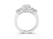Asscher Cut Close Set Five Stone Engagement Ring Setting | White Gold
