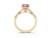 Princess Cut Baguette Side Stone Engagement Ring Setting for a Fancy Pink Lab-Grown Diamond | Yellow Gold