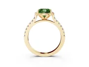 Princess Cut Floral Petal Engagement Ring Setting for a Fancy Green Lab-Grown Diamond | Petal Accents | Yellow Gold