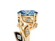 Oval Twisted Bypass Engagement Ring Setting for a Fancy Blue Lab-Grown Diamond | Yellow Gold