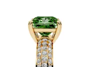 Princess Cut Three Row Pave Engagement Ring Setting for a Fancy Green Lab-Grown Diamond | Double Claws | Yellow Gold