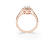 Pear-Shaped Double Halo Split Shank Engagement Ring Setting | Pavé Shoulders | Rose Gold
