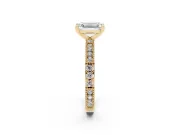 Emerald Cut Vintage Pavé Solitaire Engagement Ring Setting | Milgrain Edges | Yellow Gold