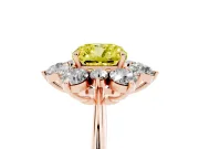 Cushion Cut Cluster Halo Engagement Ring Setting for a Fancy Yellow Lab-Grown Diamond | Rose Gold
