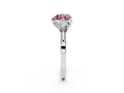 Heart-Shaped Hidden Halo Three Stone Engagement Ring Setting for a Fancy Pink Lab-Grown Diamond | Platinum