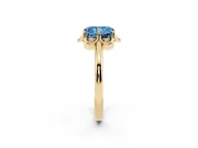 Radiant Cut Petal Halo Engagement Ring Setting for a Fancy Blue Lab-Grown Diamond | Yellow Gold