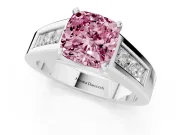 Cushion Cut Channel-Set Engagement Ring Setting for a Fancy Pink Lab-Grown Diamond | Platinum