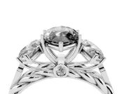 Marquise Three Stone Engagement Ring Setting for a Black Center | Braided Band | Sterling Silver