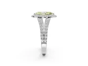 Marquise Halo Pavé Engagement Ring Setting for a Fancy Yellow Lab-Grown Diamond | Narrow Split Shank | White Gold