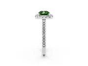 Cushion Cut Pave Halo Engagement Ring Setting for a Fancy Green Lab-Grown Diamond | Pave Band | White Gold