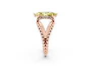 Fancy Yellow Marquise Cut Diamond Halo Ring Set in Rose gold with Twisted Band and Prong Setting