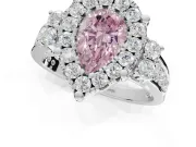 Pear-Shaped Halo Engagement Ring Setting for a Fancy Pink Lab-Grown Diamond | Graduated Channel Band | White Gold