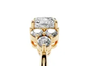 Cushion Cut Cluster Side Stone Engagement Ring Setting | Plain Band | Yellow Gold