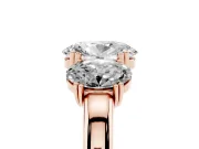 Oval Three Stone Engagement Ring Setting | Double Claw Head | Rose Gold