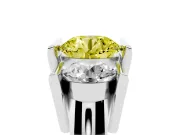 Fancy Yellow Round Cut Diamond Three-Stone Channel Set Ring Set in Platinum with Smooth Polished Band