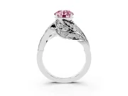 Round Bypass Hidden Halo Engagement Ring Setting for a Fancy Pink Lab-Grown Diamond | Graduated Pavé | Platinum