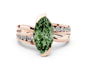 Marquise Graduated Bypass Engagement Ring Setting for a Fancy Green Lab-Grown Diamond | Rose Gold
