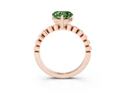 Fancy Green Heart Cut Diamond Solitaire Engagement Ring Set in Rose gold with Bezel Accents on Beaded Band