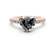 Heart-Shaped Hidden Halo Engagement Ring Setting for a Black Center | Rose Gold