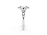 Marquise Floral Engagement Ring Setting | Petal Frame and Side Stones | Platinum