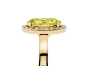 Oval Thin Halo Low Profile Engagement Ring Setting for a Fancy Yellow Lab-Grown Diamond | Slim Plain Band | Yellow Gold